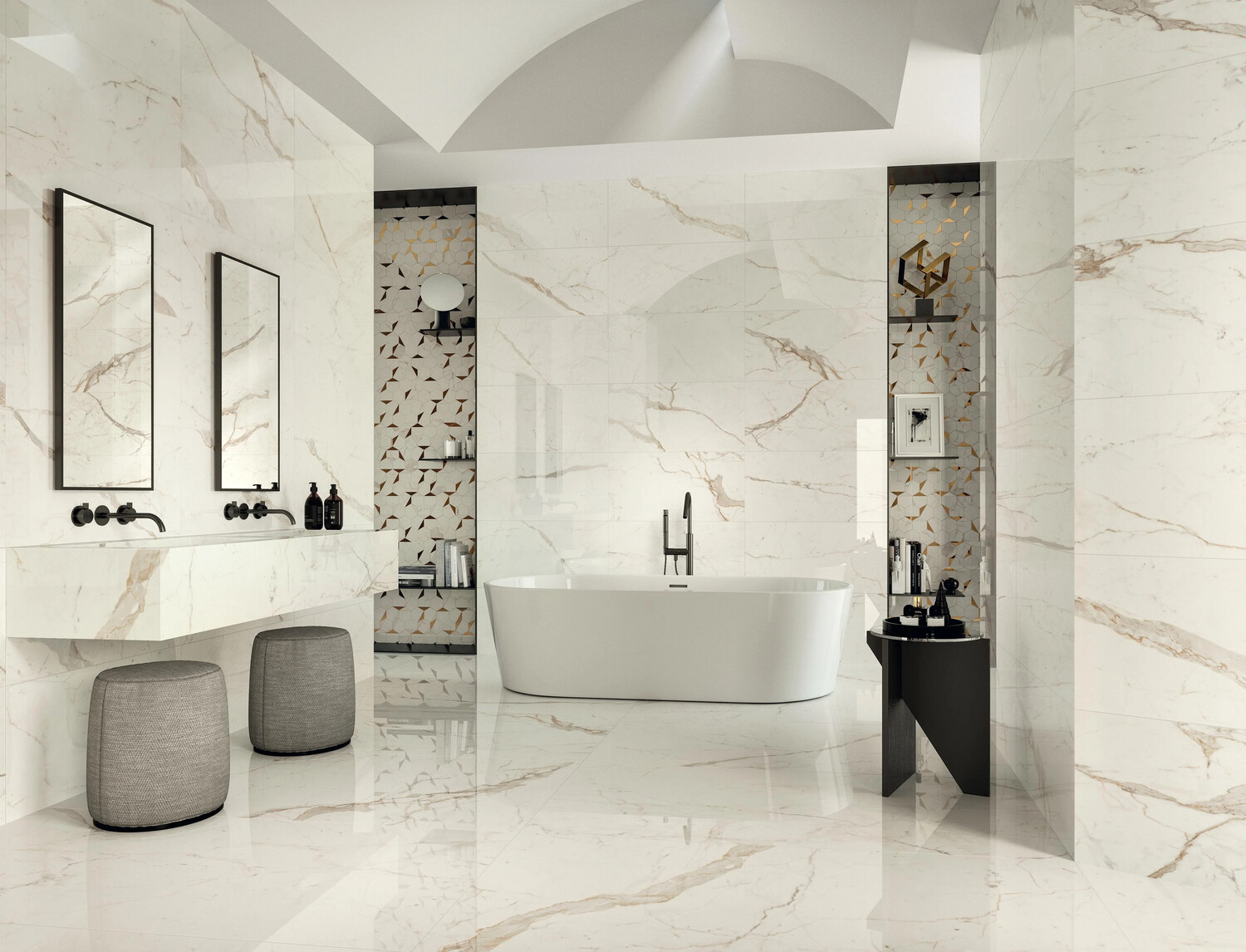 بورسلان Marvel Shine Calacatta Prestigio مصقول 120 x 240 cm - Atlas Concorde