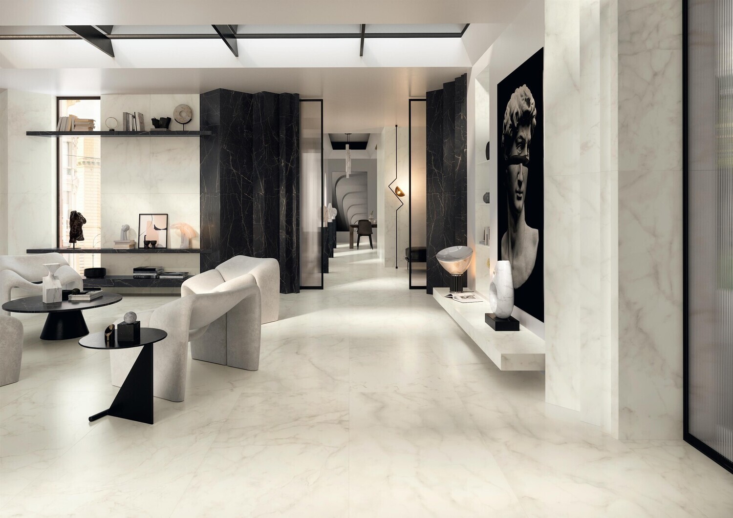Grès cérame Marvel Shine Calacatta Delicato poli 120 x 278 cm - Atlas Concorde