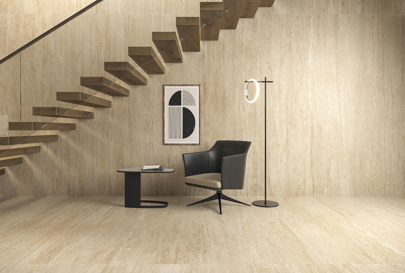 Grès cérame Marvel Travertine Sand Vein mat 60 x 120 cm (épaisseur 2 cm) - Atlas Concorde · R11