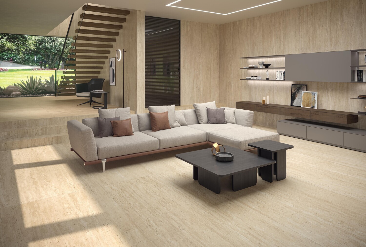 Grès cérame Marvel Travertine Sand Vein mat 120 x 278 cm - Atlas Concorde · R9