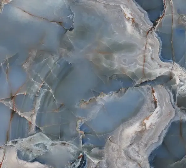 Grès cérame Tagina Onice Reale Oceano poli 120 x 120 cm, rectifié