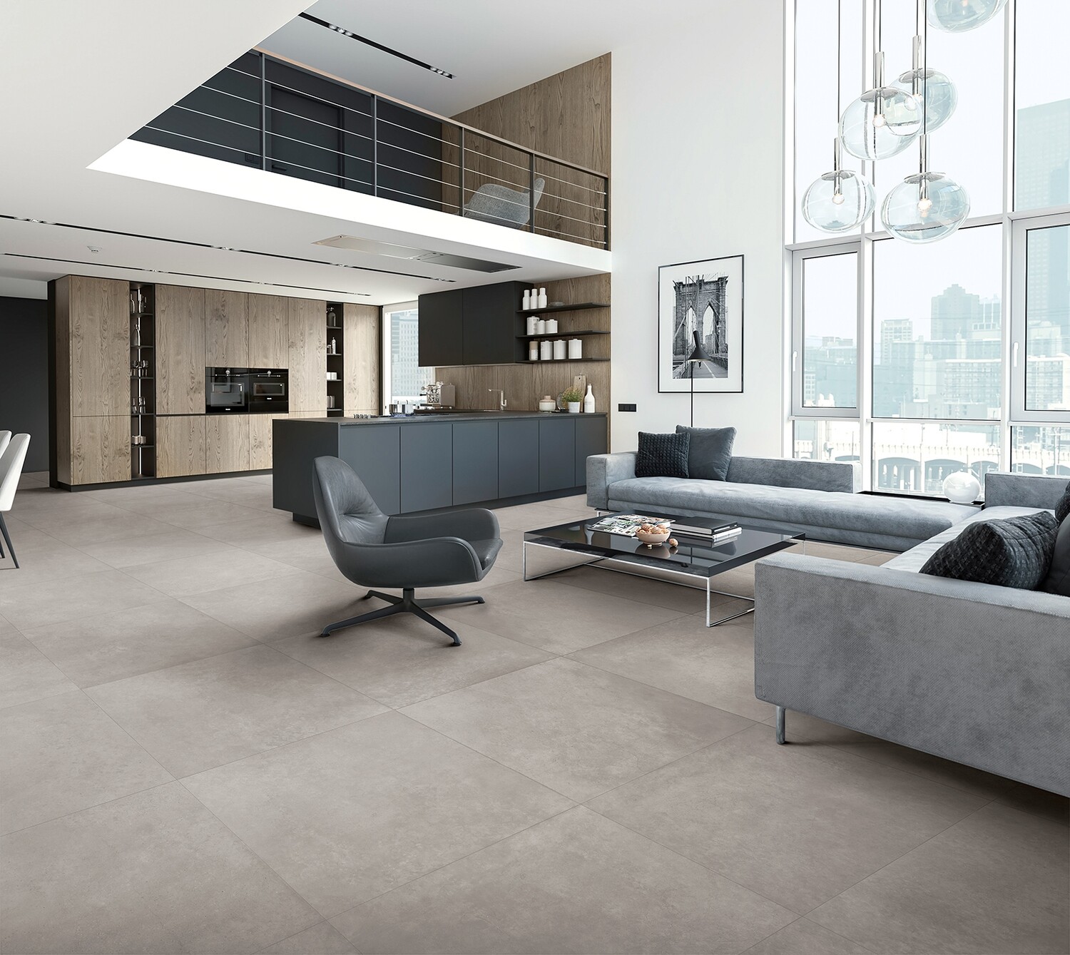 Grès cérame Tagina Concreta Grigio Chiaro mat 120 x 120 cm, rectifié