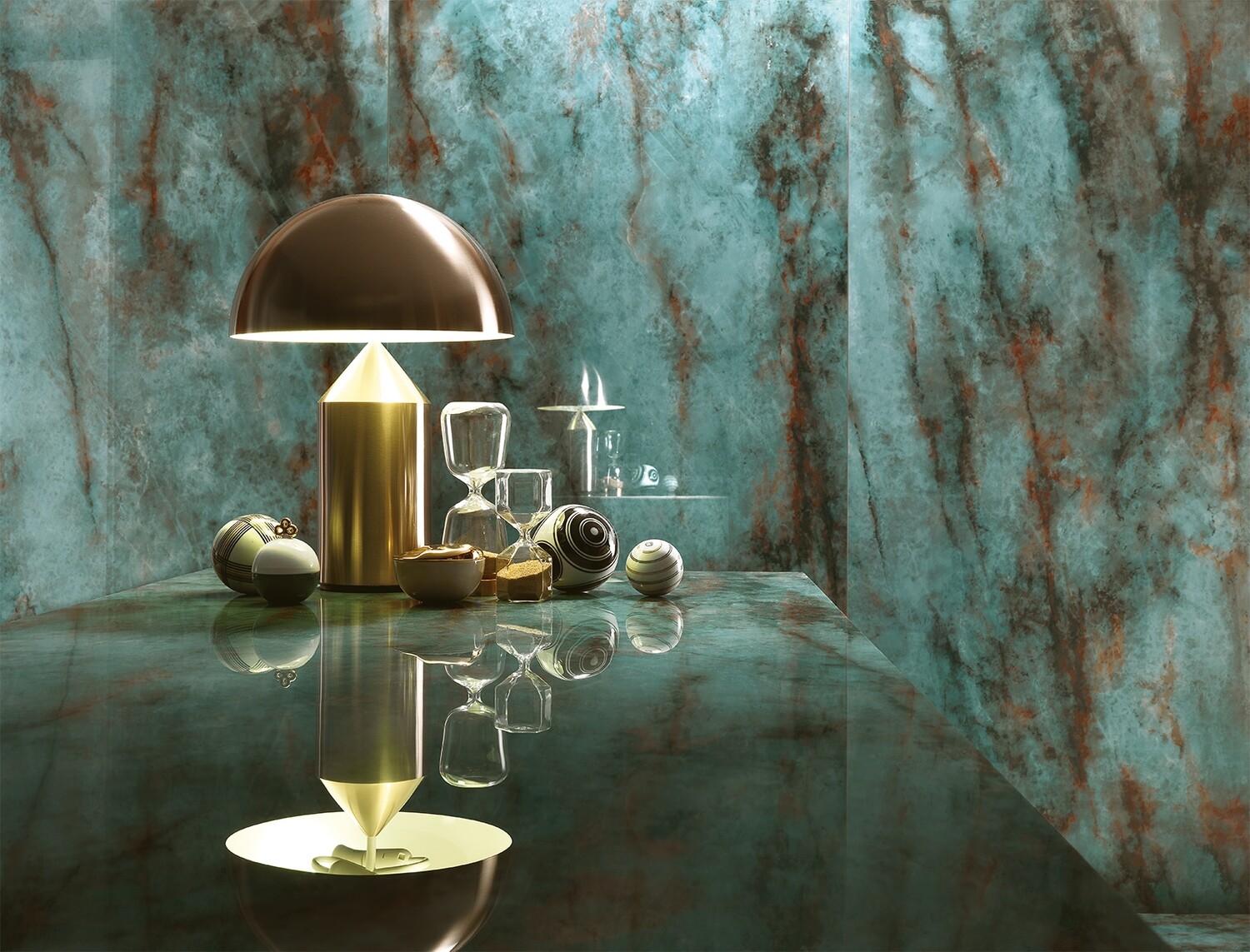 Grès cérame Tagina Patagonia Turchese poli 120 x 120 cm, rectifié