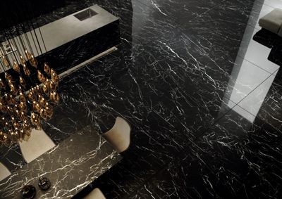 Grès cérame Marquina Nero poli 120 x 280 cm - Tagina