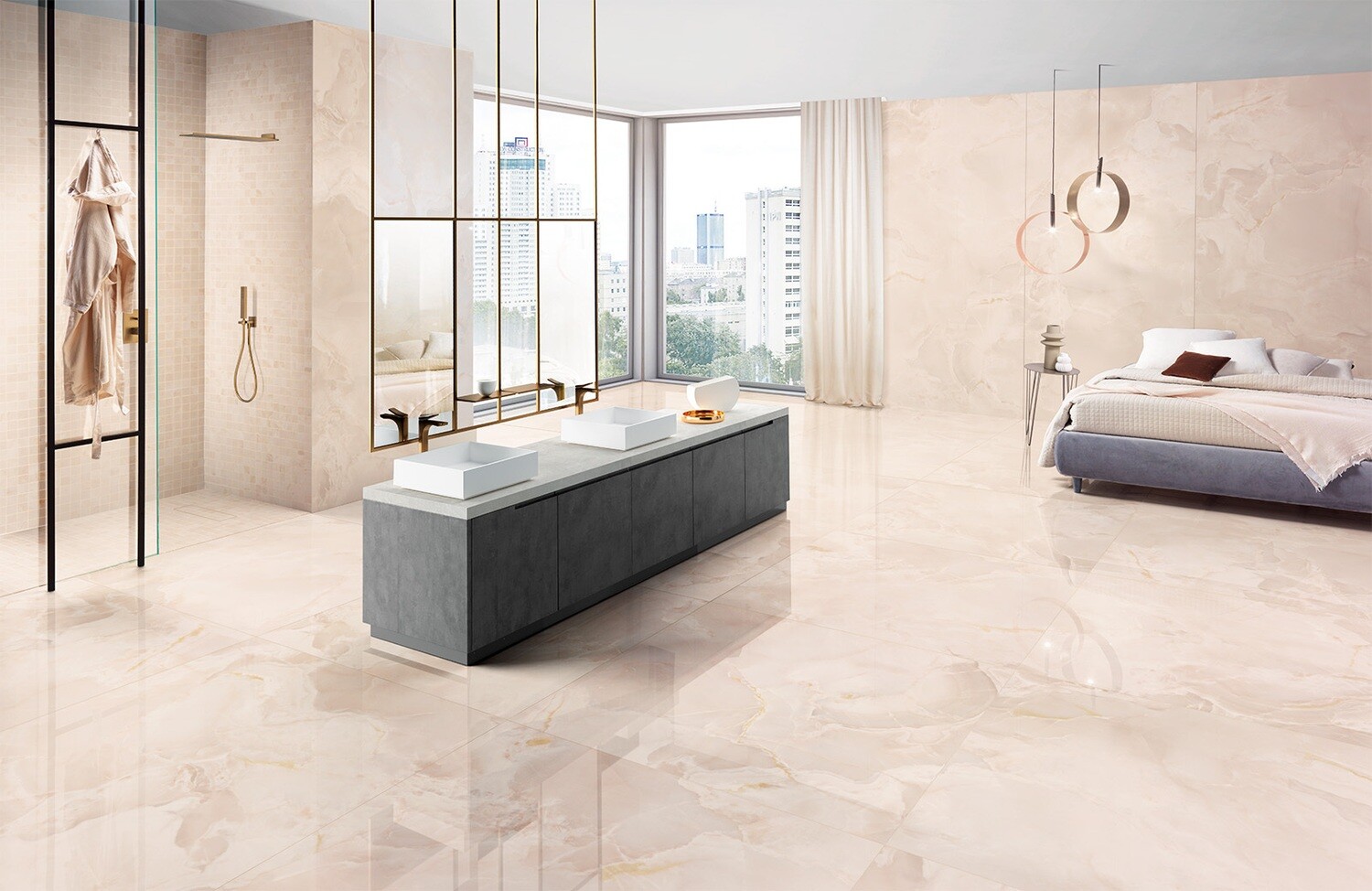 Grès cérame Tagina Onice Reale Rosa mat 60 x 120 cm, rectifié