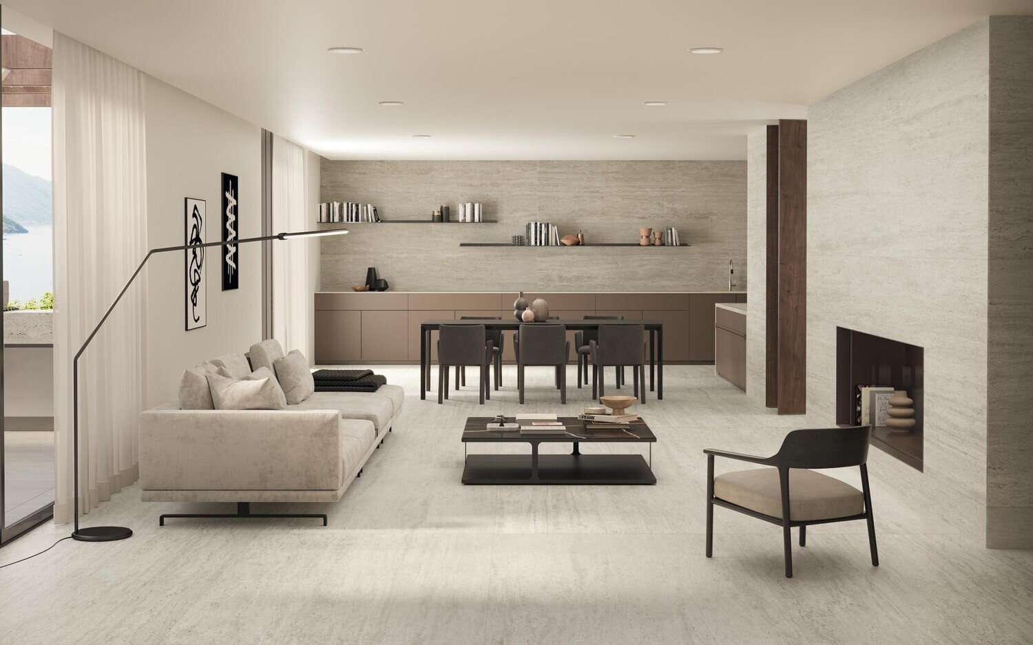 Grès cérame Marvel Travertine White Vein Grip 60 x 120 cm - Atlas Concorde · R11