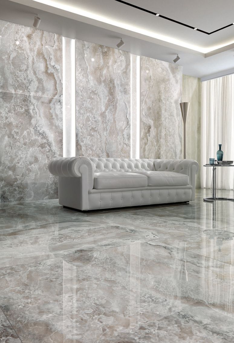 Grès cérame Onyx Diamond Grey Agate poli 60 x 120 cm - Tagina