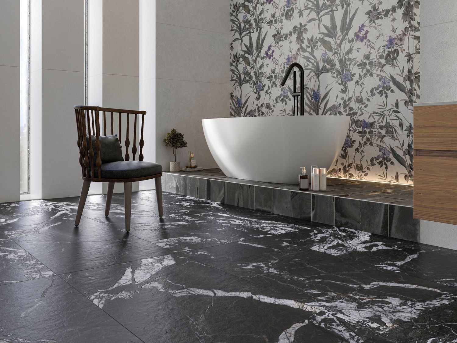 Grès cérame Cifre Ceramica Arvora Black mat 60 x 120 cm, rectifié