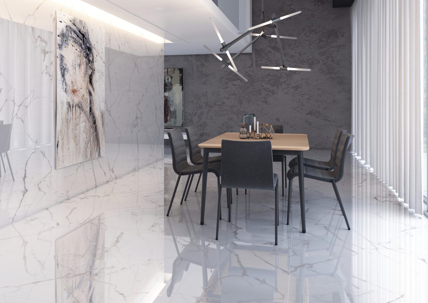 Grès cérame Bianco Carrara poli 60 x 120 cm - Cifre Ceramica