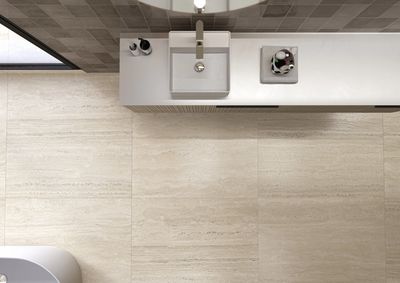 Grès cérame Liceo Travertin Ivory poli 60 x 120 cm - Cifre Ceramica